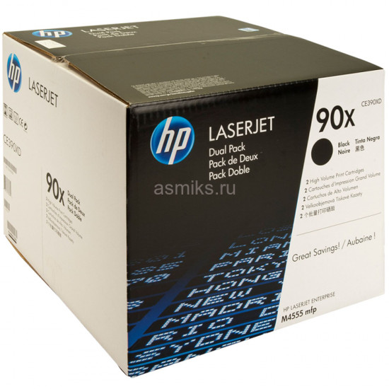 Тонер Картридж HP CE390XD (двойная упаковка) для HP LJ M4555mfp/M602/M603 (2 x 24 000 стр)