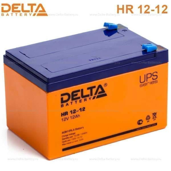 АКБ Delta HR 12-12 Аккумулятор герметичный свинцово-кислотный, AGM, продолжительный срок службы (5 л