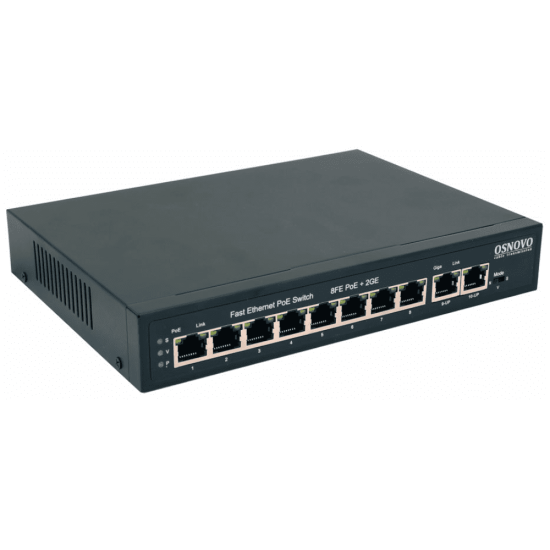 PoE-коммутатор Osnovo SW-20820 (120W) 8 PoE-портов Fast Ethernet Два гигабитных Uplink-порта